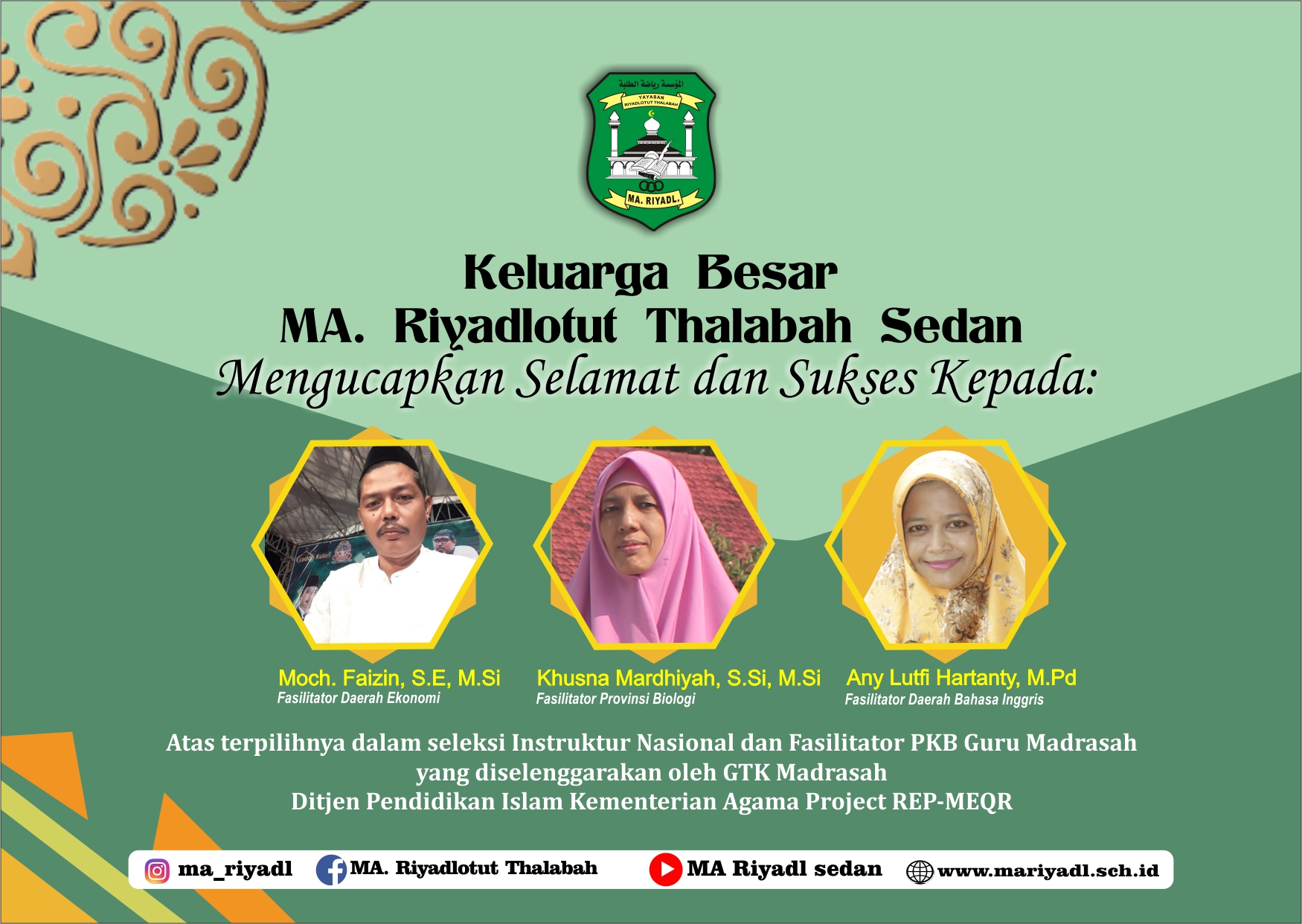 Guru MA Riyadl Lolos sebagai Fasilitator Daerah dan Provinsi Kementerian Agama Republik Indonesia
