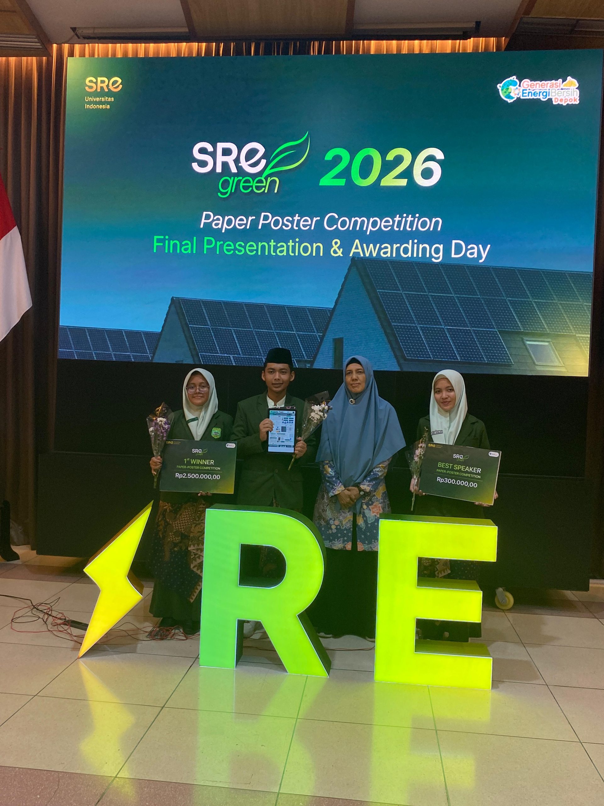 Tim Calable MA Riyadlotut Thalabah Raih Juara 1 dan Best Speaker pada Paper–Poster Competition SRE UI GREEN 2026 Tim Calable MA Riyadlotut Thalabah Raih Juara 1 dan Best Speaker pada Paper–Poster Competition SRE UI GREEN 2026